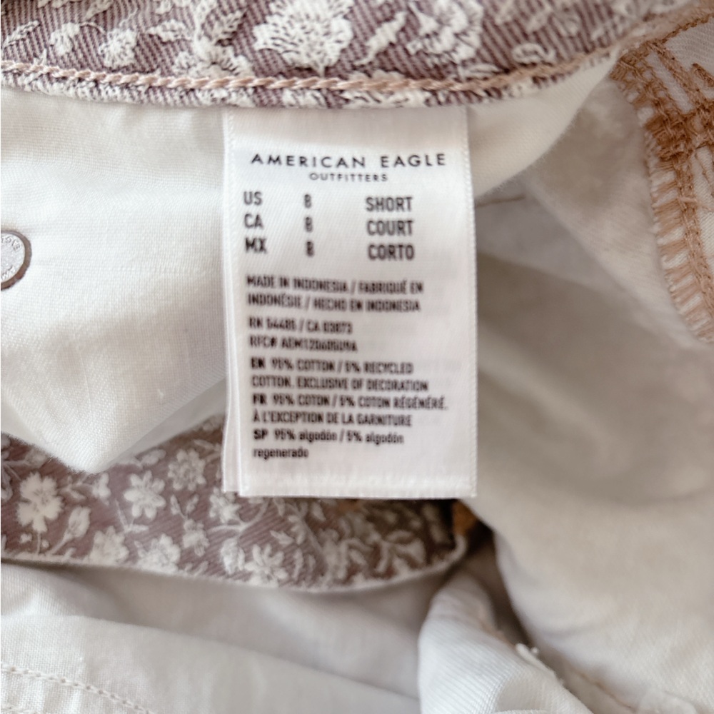 American Eagle '90s Straight Jean Floral Mom Jeans Cottagecore Ditsy Print Taupe - Picture 11 of 11
